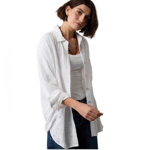 American Eagle Go Big Oversized Eyelet Embroidered Shirt